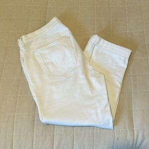 eddie bauer boyfriend crop white pants, size 6